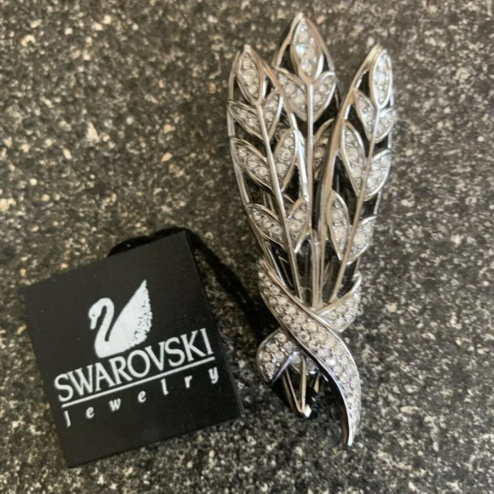 NWT  Vintage Swarovski crystal wheat sheaf brooch